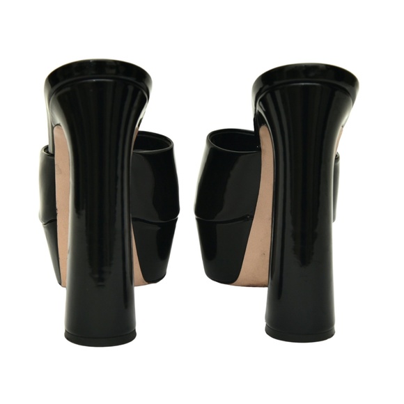LE SILLA Black Patent Leather RESORT Mule Sandal Platform Heel Slip On 38 $790 - Picture 8 of 10